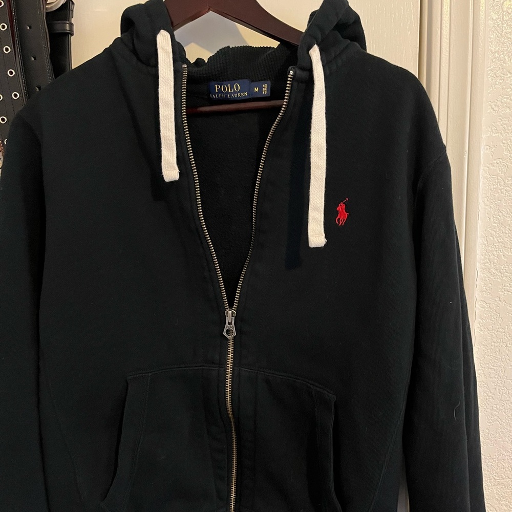Men's Double-Knit Full-Zip Hoodie Black size Medium